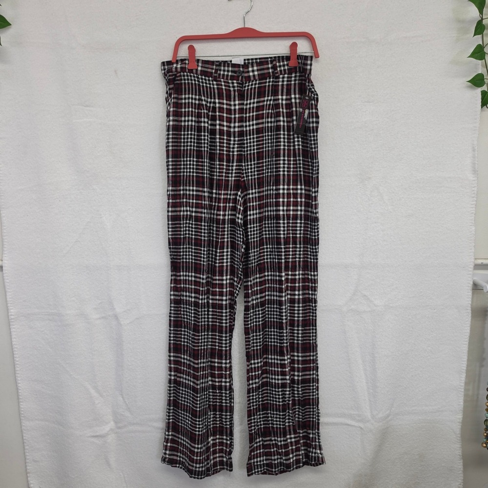 *NWT* No Boundaries Kids Red Black Plaid Pleated Trouser Pants Size L 11-13